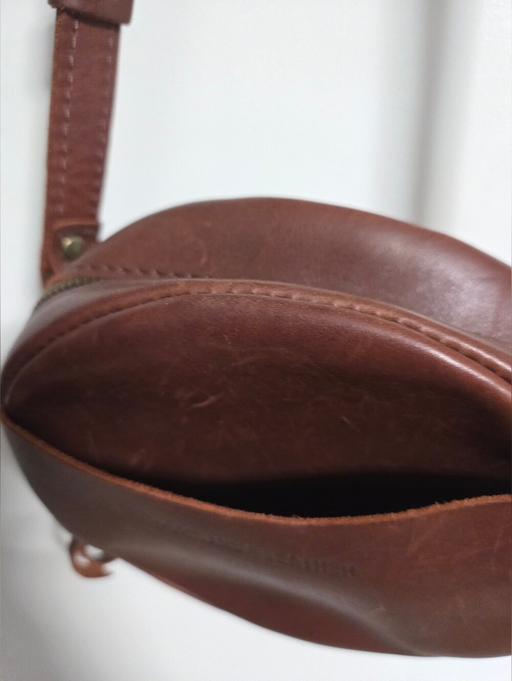PortlandLeather Round Crossbody Bag - Cognac - Picture 2 of 7